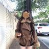 Women's Autumn Winter 2025 Retro Coffee Wool Coat - New Design, Tie-Up, Casual Loose Fit, Versatile Overcoat