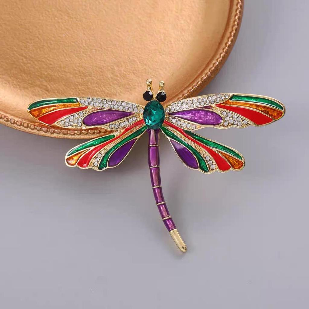 Elegante chinesische Retro-Emaille-Brosche Phönix & Schmetterling für Damen