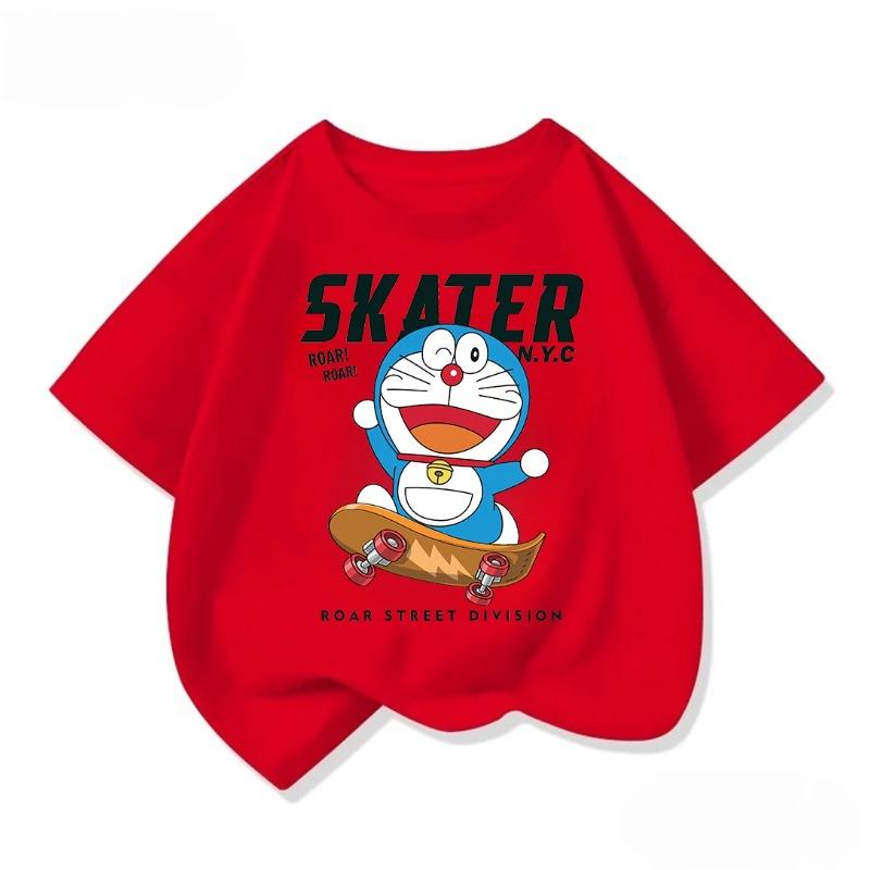 Summer Cute Short Sleeve T-Shirt Cute Cartoon Street Fashion Outfit Doraemon Children's Clothing