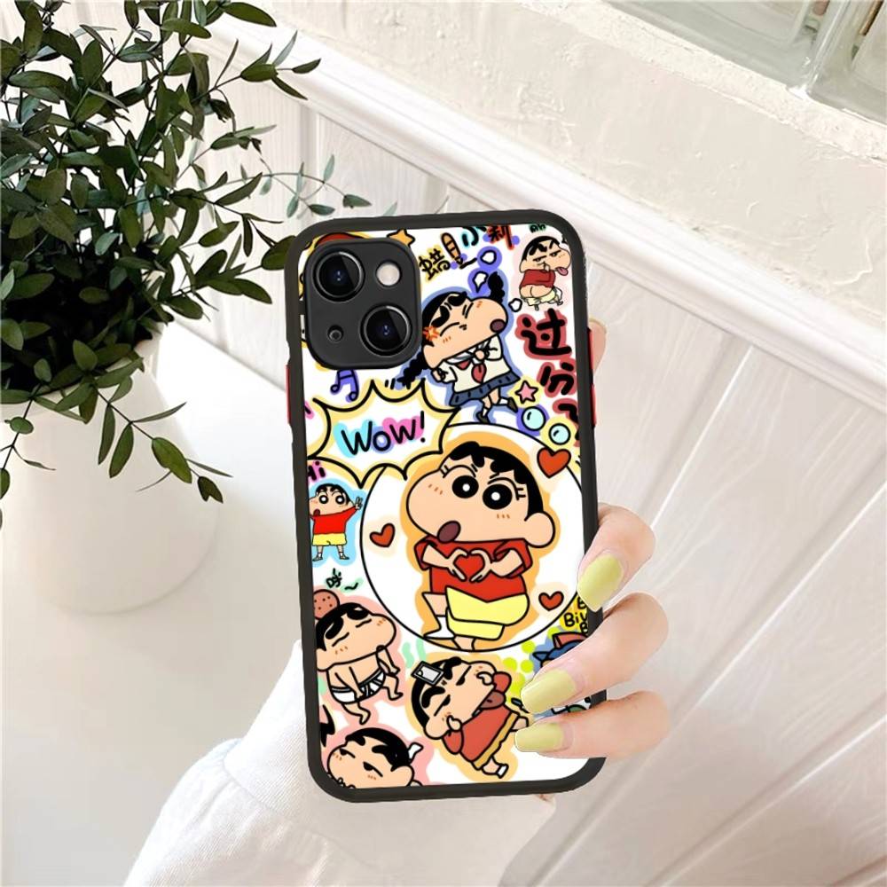 Crayons Shin-chan Phone Case for iPhone 14 11 12 13 Mini Pro Max 8 7 Plus X XR XS MAX Translucent Matte Cover