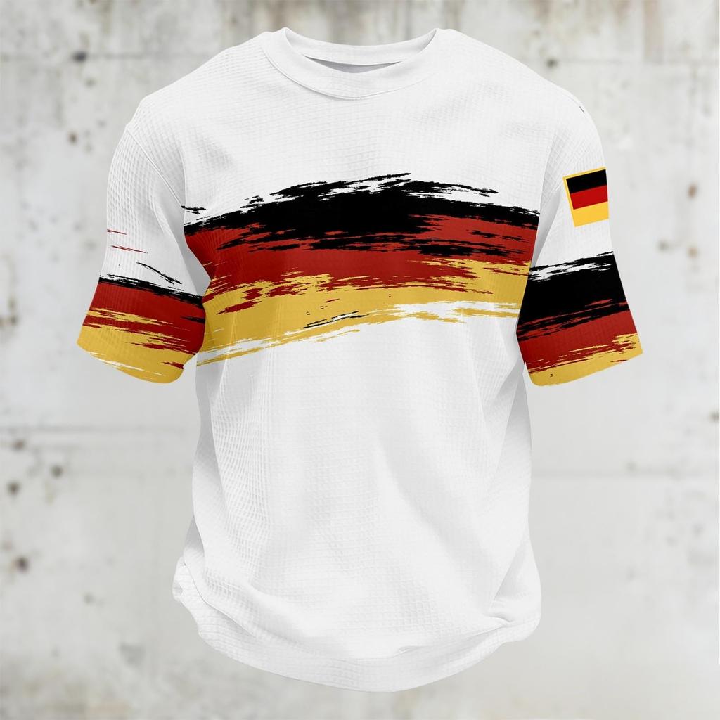 Unisex Casual Sports T Shirt Germany Print Short Sleeve Crew Neck Top Lightweight Comfortable Fit for Daily Wear