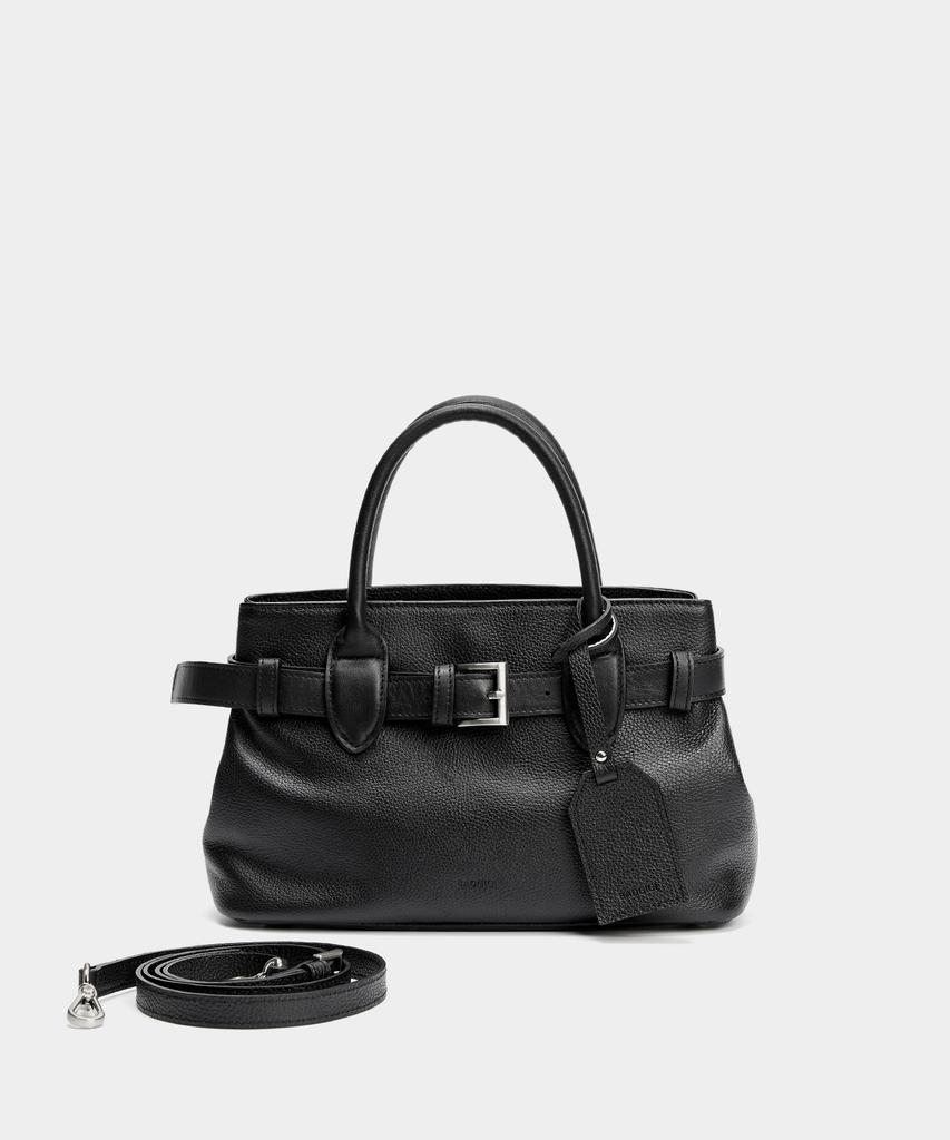 Badgigi Belt Leather Mini Tote Bag, Black