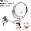 8.5 Inch Magnifying Makeup Mirror with LED Lights, Hard Wired Wall Mounted Adjustable Cosmetic Mirror, Brass Double Sided Vanity Mirror, Bathroom