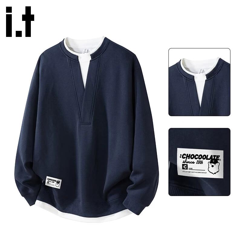 :CHOCOOLATEit Men's Faux-Layered V-Neck Pullover Sweatshirt
