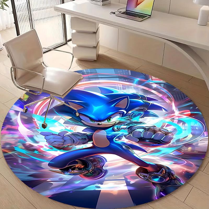 1pc Sonic1 Design Printed Area Round Carpet for Bedroom Living Room Home Decor Rugs Mat Non Slip Mat Rug for Bedside