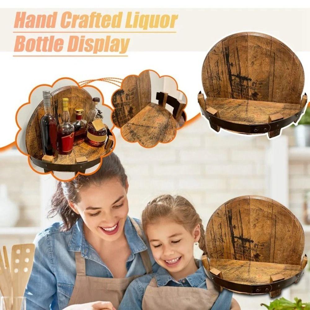 Retro Weinregal Holz-Lagerregal Heimdekoration Whiskey-Fass-Regal Haus