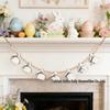 Pastoral Easter Rabbit Hanging Ornament: Handmade Wooden Bead Wreath for DIY Party Decoration