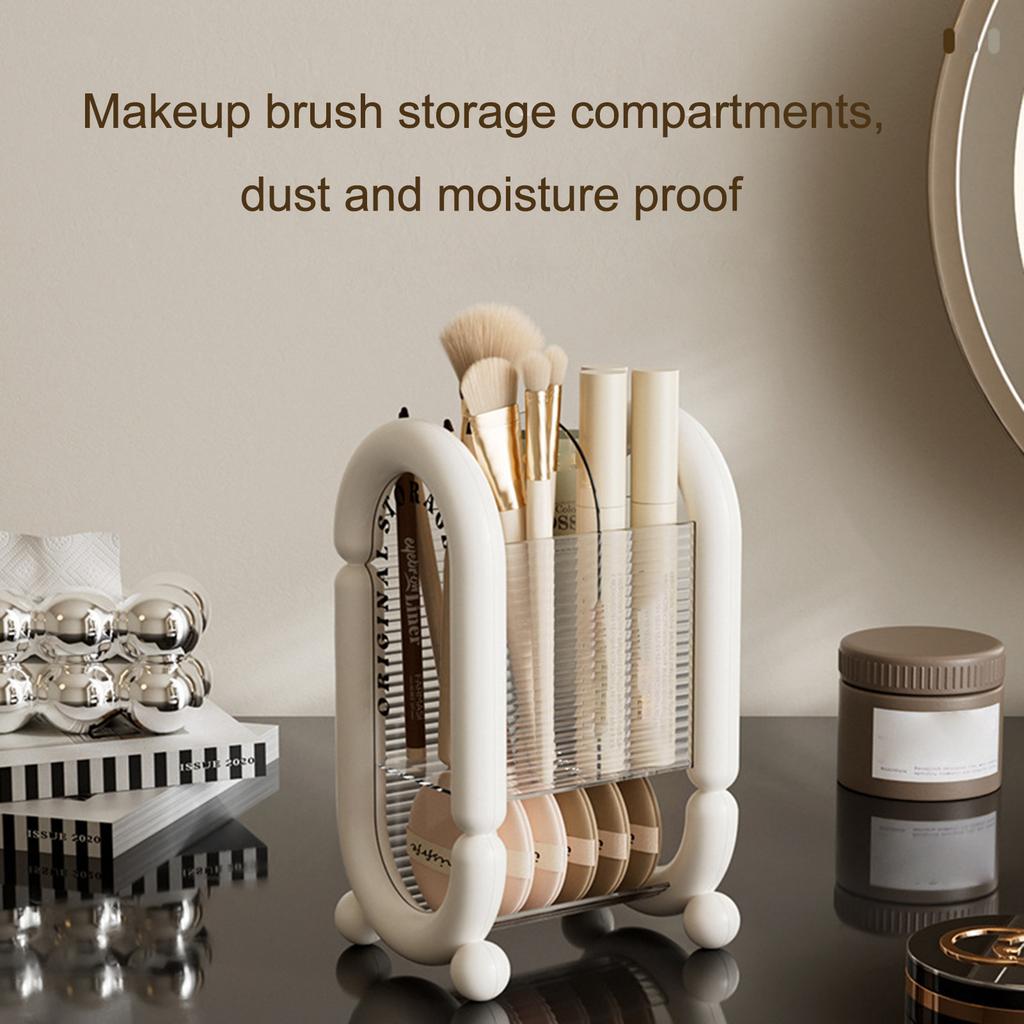 Makeup Brush Cosmetic Brush Holder Stand with Compartments for Eyebrow Pencil Lipstick Makeup Brush Pen Storage