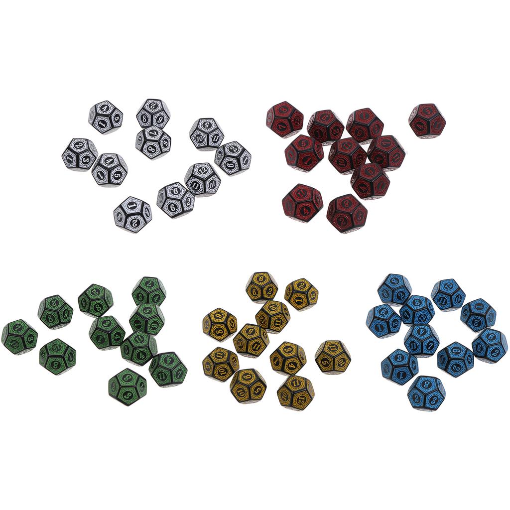 10Pcs 12 Sided Polyhedral Acrylic Table Game Dice d12 Dice for Math Dice Games Acrylic Dices Kit For Party