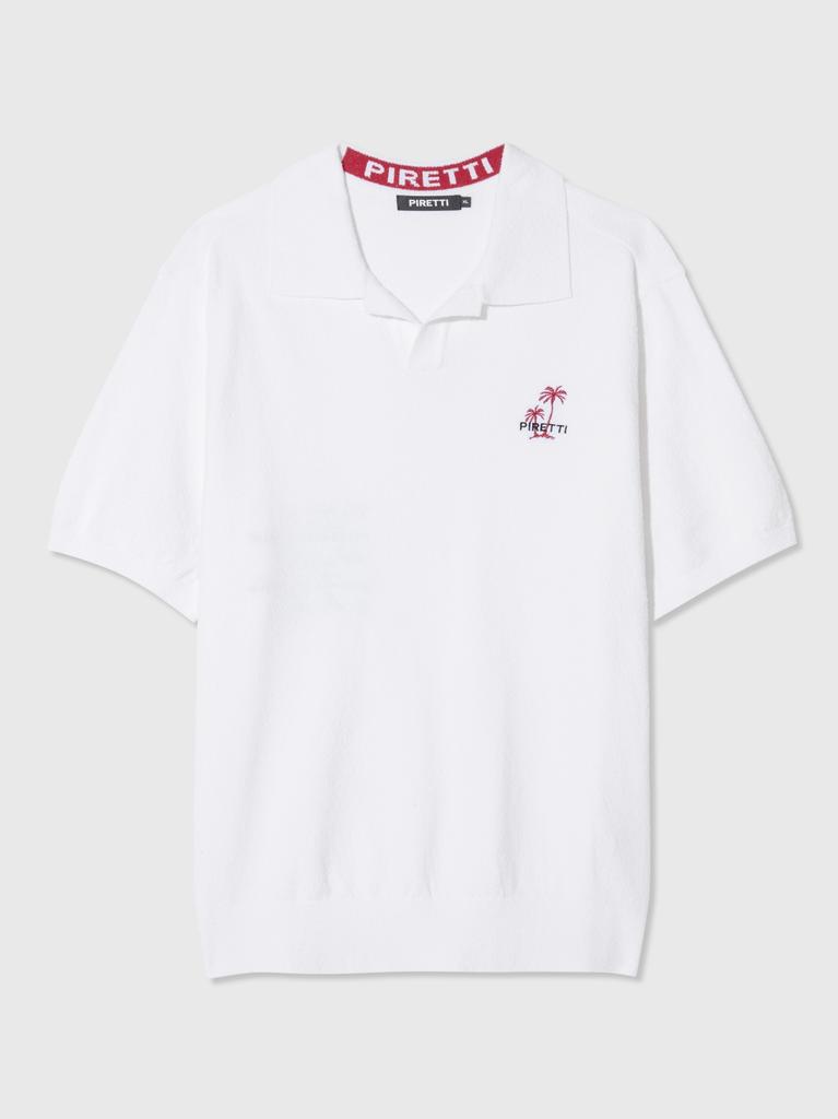 PIRETTI Cortino Terry Short Sleeve Polo Sweater M_White