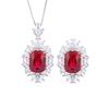 Jewelry Copper Bottom Plating Simulation Red Corundum Sapphire Fat Rectangular Light Luxury Temperament Set Female 12 * 16