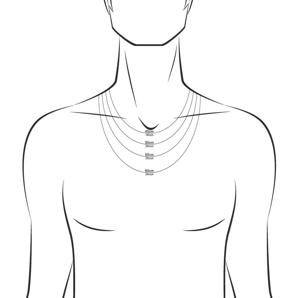 Amberta Sterling Silver 925 Bismarck Chain Necklace, 2.2mm width, 45-60cm length (45cm)