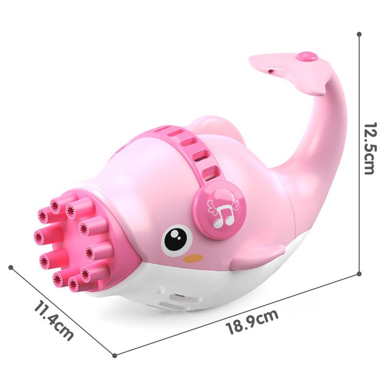 Forma di Delfino Blu Rosa 10 Fori Macchina Divertente Soffiatore Automatico di Sapone Giocattolo Soffiabolle Pistola Elettrica per Bolle Giochi per Feste all'Aperto A