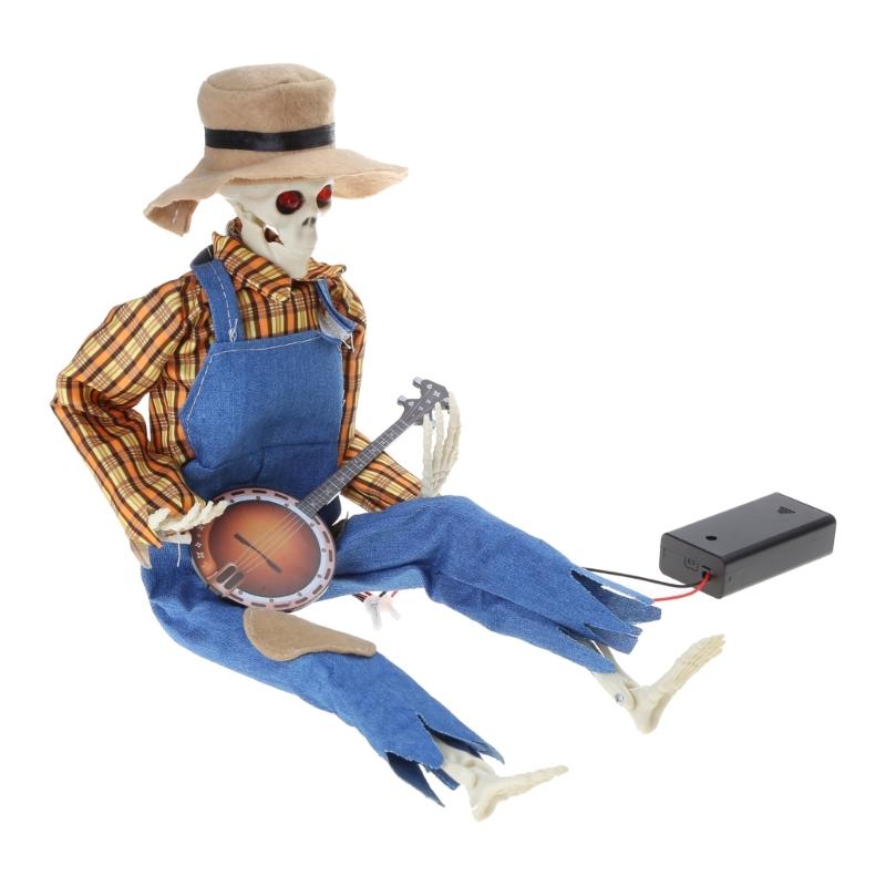 

Sound Activated Music, Animated Banjo Skeleton, Halloween Decoration