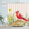 Chinese Style Flowers Birds Shower Curtains White Magnolia Flower Hand Painted Oil Painting Fabric Bathroom Curtain Decor Sets