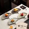 1pc Ceramic Kiln Turned Fruit Dish Chinese Style Ginkgo Leaf Dessert Plate Teapot Holder Household Dry Foam Pad Bread Plate