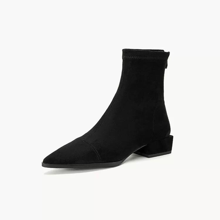 Stivaletti da donna 2026 nuovi autunno e inverno stivaletti color carne a fondo piatto stivaletti corti francesi a punta da donna