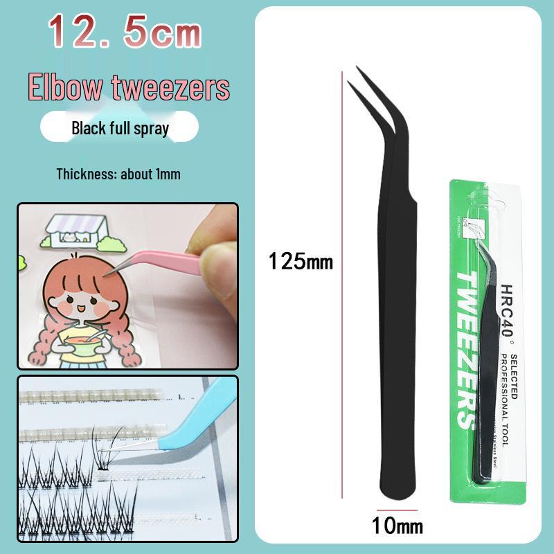 Colorful Stainless Steel Curved Tweezers for False Eyelashes and Planner Clips