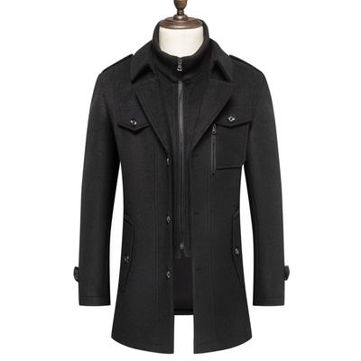 Men's Business Woolen Coat, Double Neck Standard, Woolen Coat Men's Coat Vertical Zipper