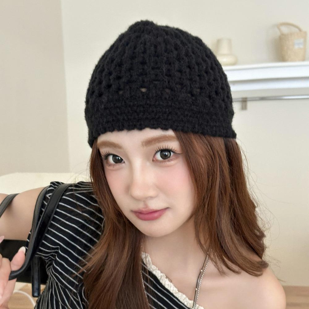 Hollow Out Crochet Pullover Hat Bohemian Style Weave Cap Sweet Knitted Beanies Hat  Girls