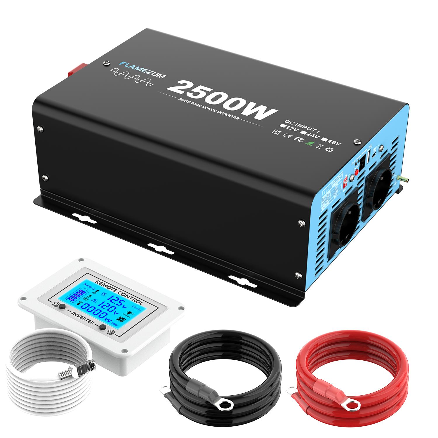 

2500 Вт непрерывная мощность инвертора чистой синусоиды пиковая мощность 5000 Вт DC 12 В в AC 230 В 50 Гц EU розетка LCD автомобильный вольтметр преобразователь