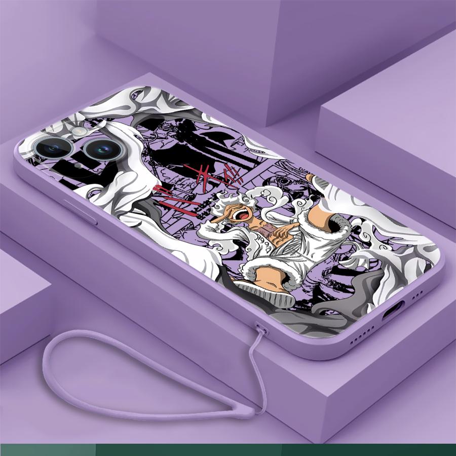 Handyhülle für Apple iPhone 14 Pro 13 15 11 15Plus 12 16 7 8 XS XR 16Pro Max Weiche Hülle O-One Piece Luffy 5. Gang