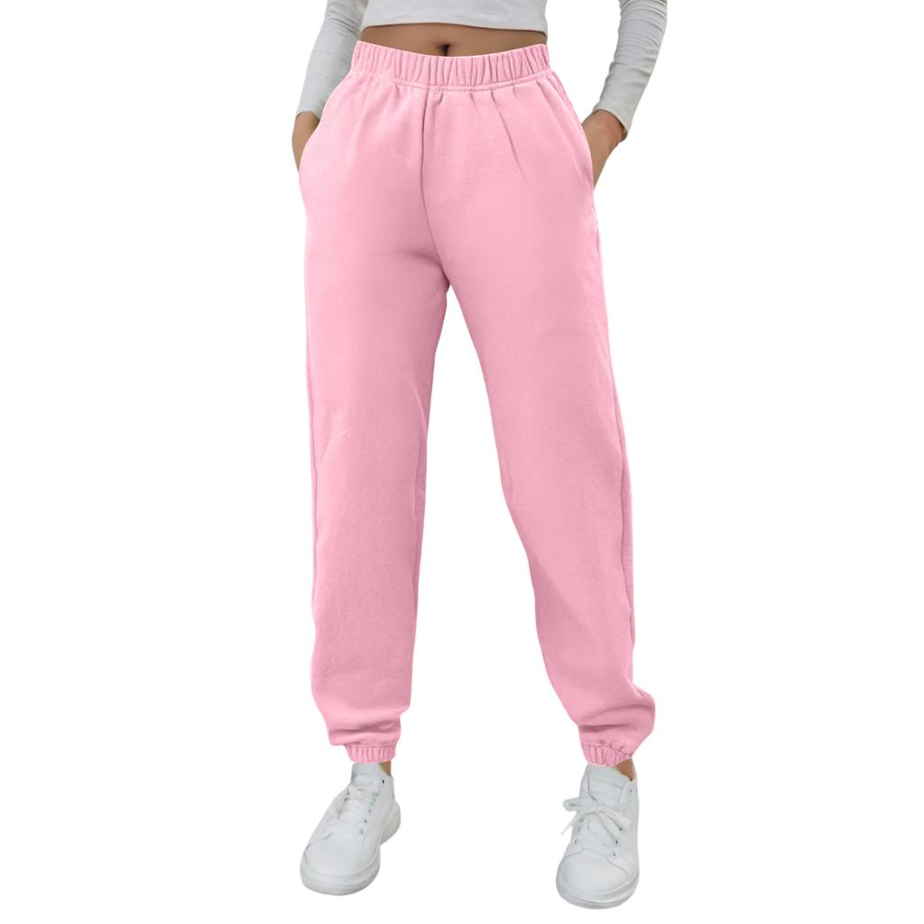 Damenmode, Sport, einfarbig, Kordelzug, Tasche, lässige Jogginghose