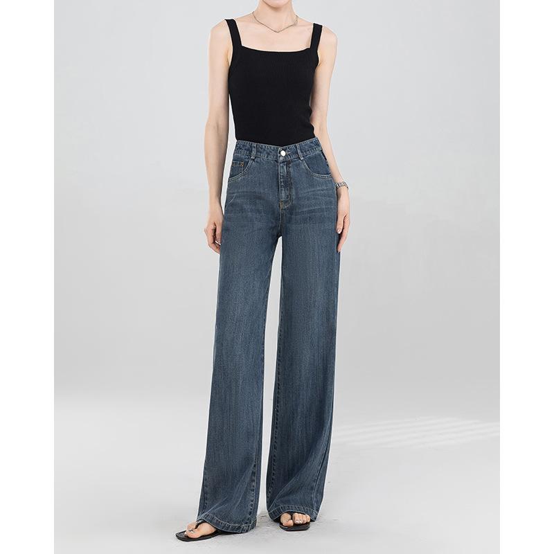 Wide-legged Jeans for Women, Tall, Summer New Style, High Waist Drape, Loose Slimming Straight-leg Mopping Pants