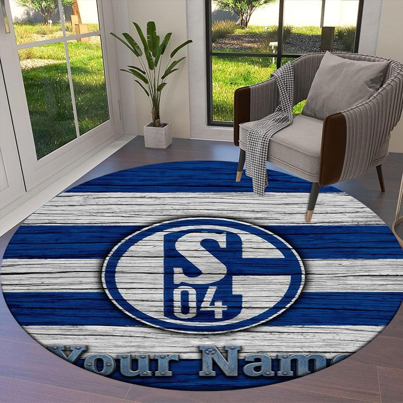 FC Schalke 04 Custom Name Round Area Rug,Carpet Rug for Living Room Bedroom Sofa Playroom Decor,Non-slip Floor Mat