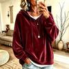 Women's Velvet Hooded Sweatshirt Casual Color for Fall Winter