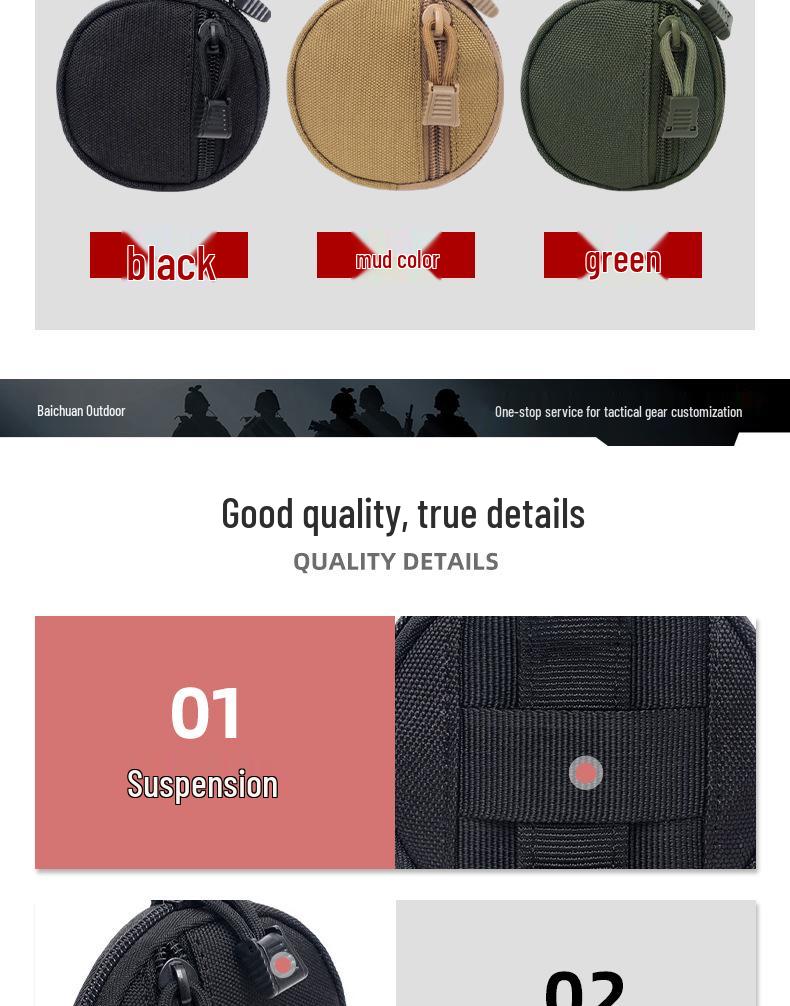 Vielseitige Taktische Schlüssel-Tasche für Draußen: Wasserdichte Münz- & Kopfhörertasche, EDC Runde Hängetasche