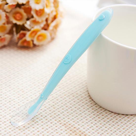 Weiches lebensmittelechtes Silikon mit langem Griff, Baby, Kleinkind, Lernlöffel, Besteck