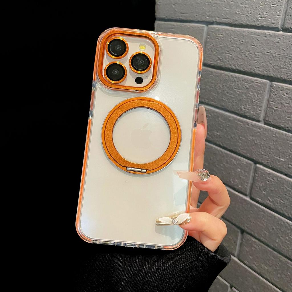 Applicable To iphone17ProMax High-transparency Rotating Bracket Magnetic Mobile Phone Case Apple 15 Airbag Anti-drop Protective Cover