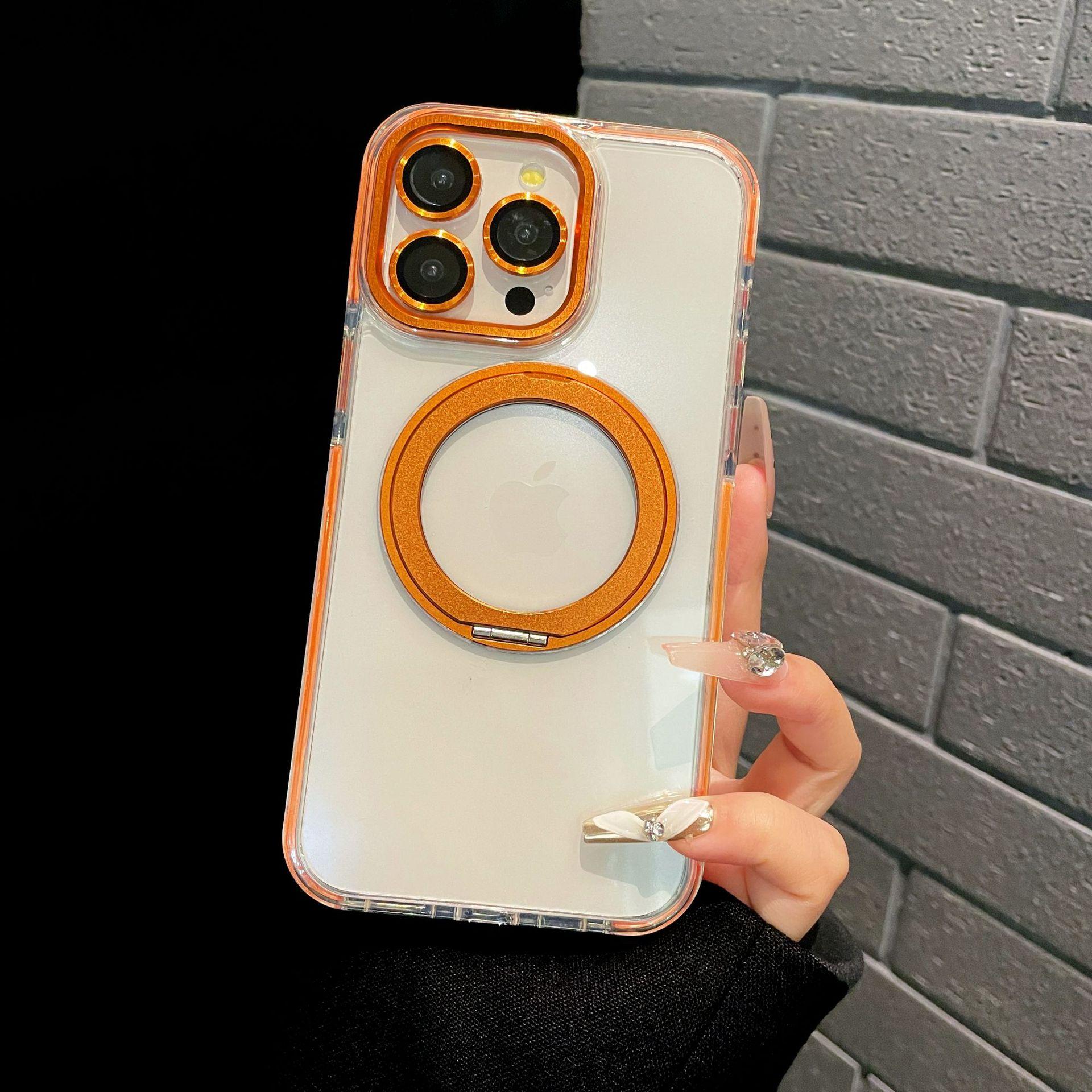 

Applicable to iphone17ProMax high-transparency rotating bracket magnetic mobile phone case Apple 15 airbag anti-drop protective cover iPhone 17 Pro Max