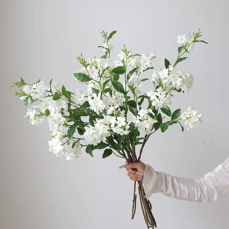 3Pcs/6Pcs Fake Silk Blue Flowers Artificial Plumbago Flower Realistic Blue & White Fake Floral Stems for Arrangements Home Decor