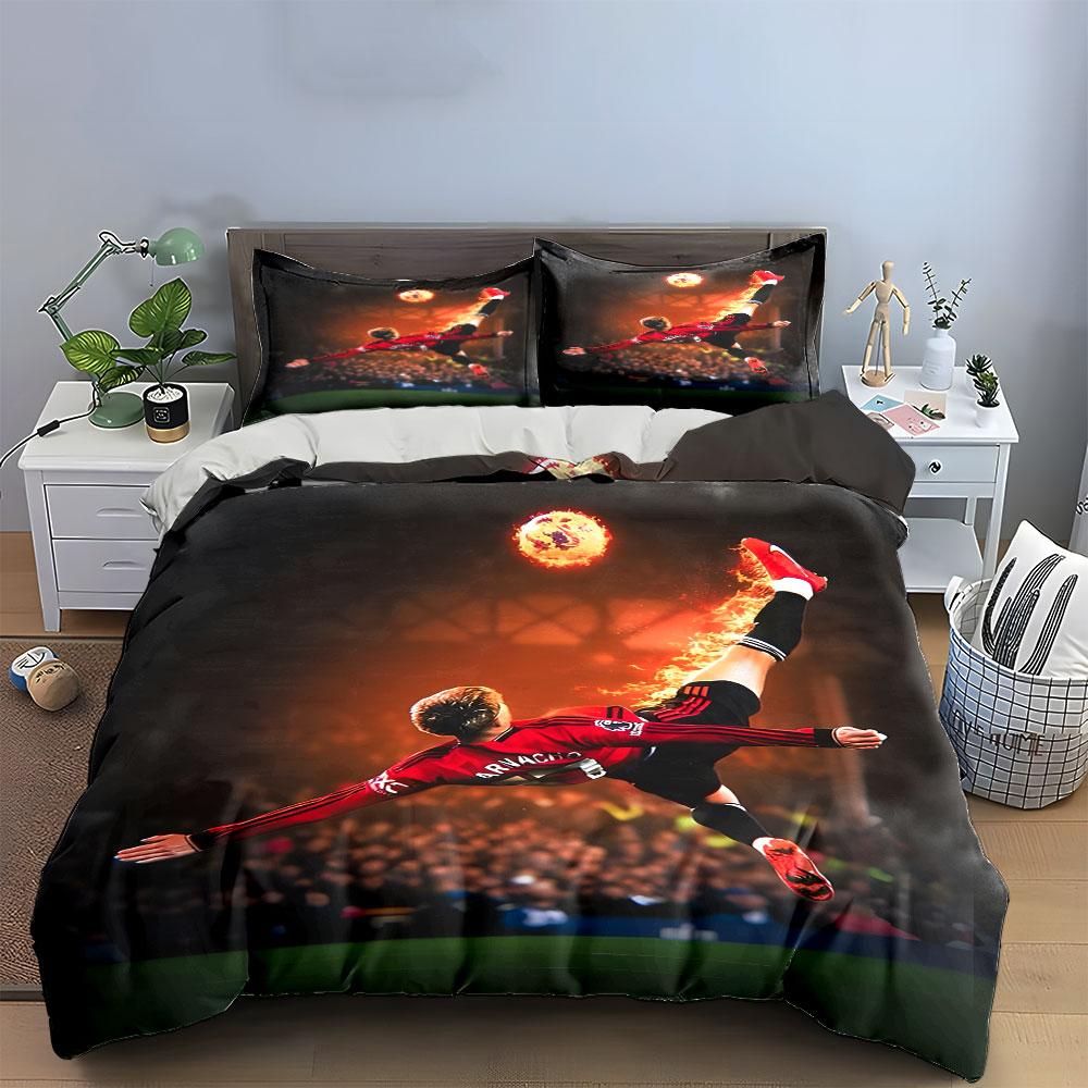 "Blazing Soccer Passion Ignites." Bedding Sets Duvet Covers Pillowcases(1* Duvet Cover 2* Pillowcases Without Duvet Insert)
