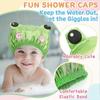 1-Pack Cartoon Frog Shower Cap - Double-Layer Waterproof Reusable Elastic Animal Bath Hat for Boys & Girls