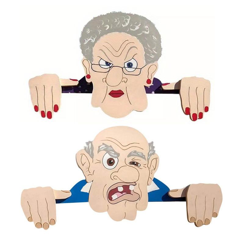 

1PC Binoculars Outdoor for Meddlesome Playful Garden 2D Courtyard Ornaments Creative Fence Decoration Old Man & Lady