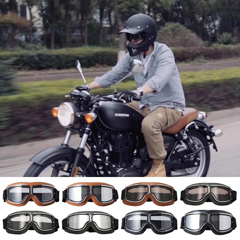 Retro Motorcycle Goggles for Helmet Windproof Dustproof Riding Glasses Women Men Protection Outdoor Cycling Eyeglasses