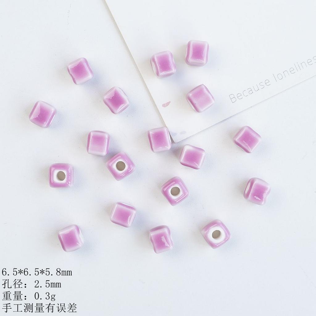 Small square loose beads handmade DIY bead material ceramic necklace bracelet beaded accessories