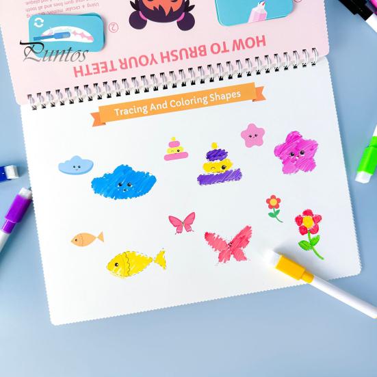 

1 набор дошкольных развивающих книг с 8 цветными ручками, буквами, числами, цветами, формами, животными, обучающими занятиями для дошкольников, тихими книгами для мальчиков и девочек, образовательными путевыми заданиями B