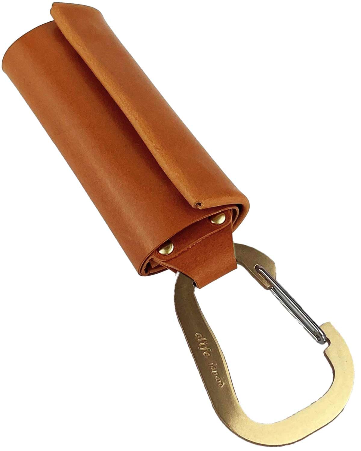 

Wallet Mini Wallet Small Wallet Compact Made in Japan Genuine Leather Brass [Cliff] Men s (Carabiner - Camel)