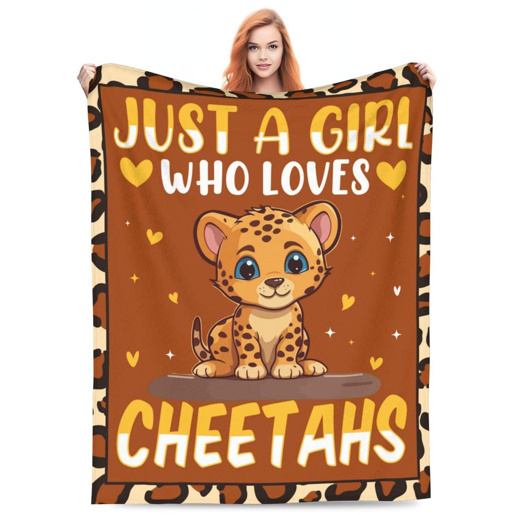 Cartoon cheetah animal digital-printed polyester Bedroom velvet flannel cover blanket Fleece soft sofa cover blankets for beds