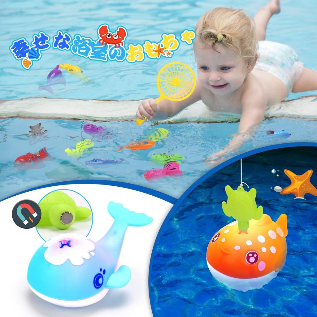 Qizebaby Water Play Toys Fishing Sand Play Game Bath Toy Sandbox Set Sand Play Toy Water Play Bucket Set Magnetic Fishing Toy Colorful Outdoor Play