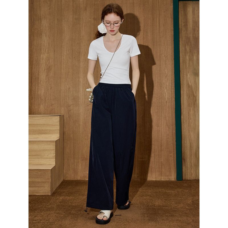 Coolhut Yamamoto Style High-Waisted Loose Casual Thin Wide-Leg 2025 Summer Women's Casual Pants Straight-Leg Drape