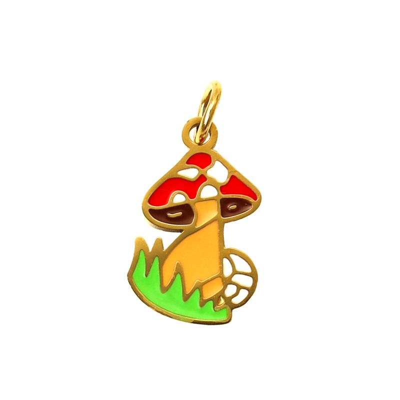 Summer On The New National Tide Does Not Fade Niche Dripping Oil Colored Mushroom Necklace Accessories Diy Design Pendant Female
