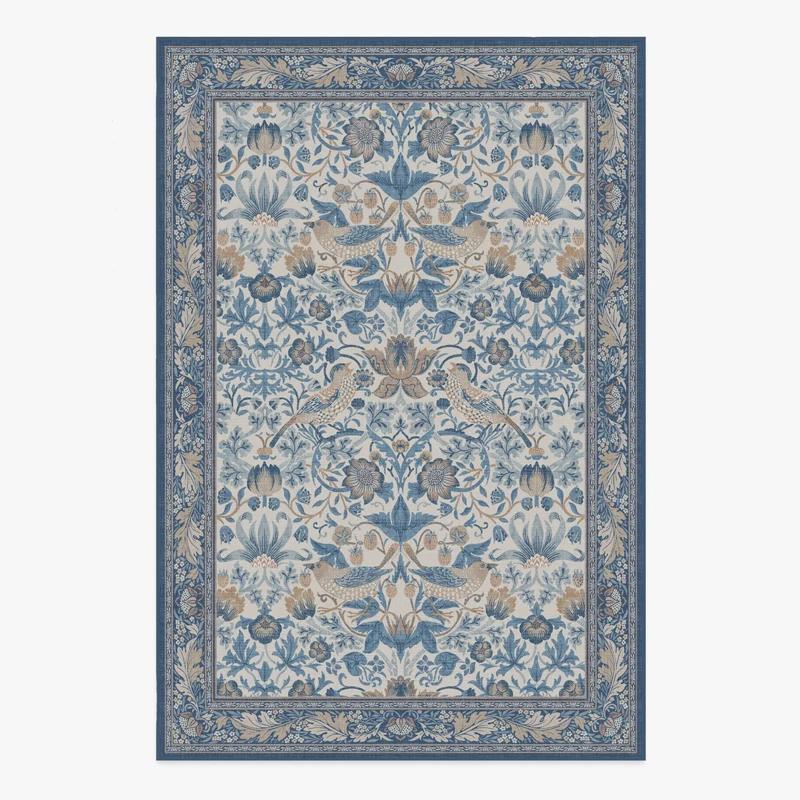 Living Room Carpet Large Size Bedroom Bedside Floor Mat Machine Washable Carpets Spring Flowers Plant Retro Home Decoration Rug