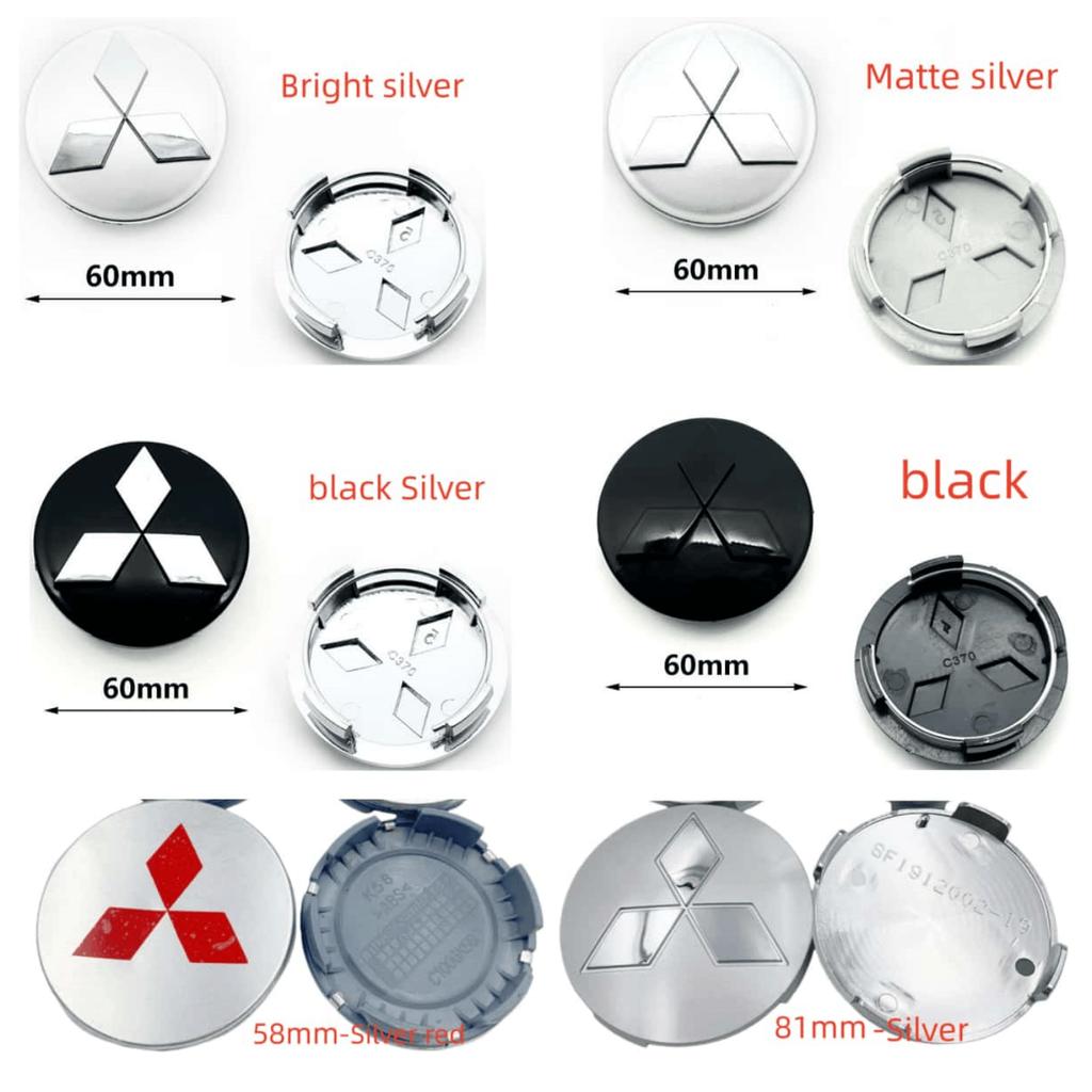 4 Stück/Set 58mm 60mm 81mm rot schwarz silber Auto Radnabenkappen für Mitsubishi Lancer ASX Outlander EVO Montero Mirage