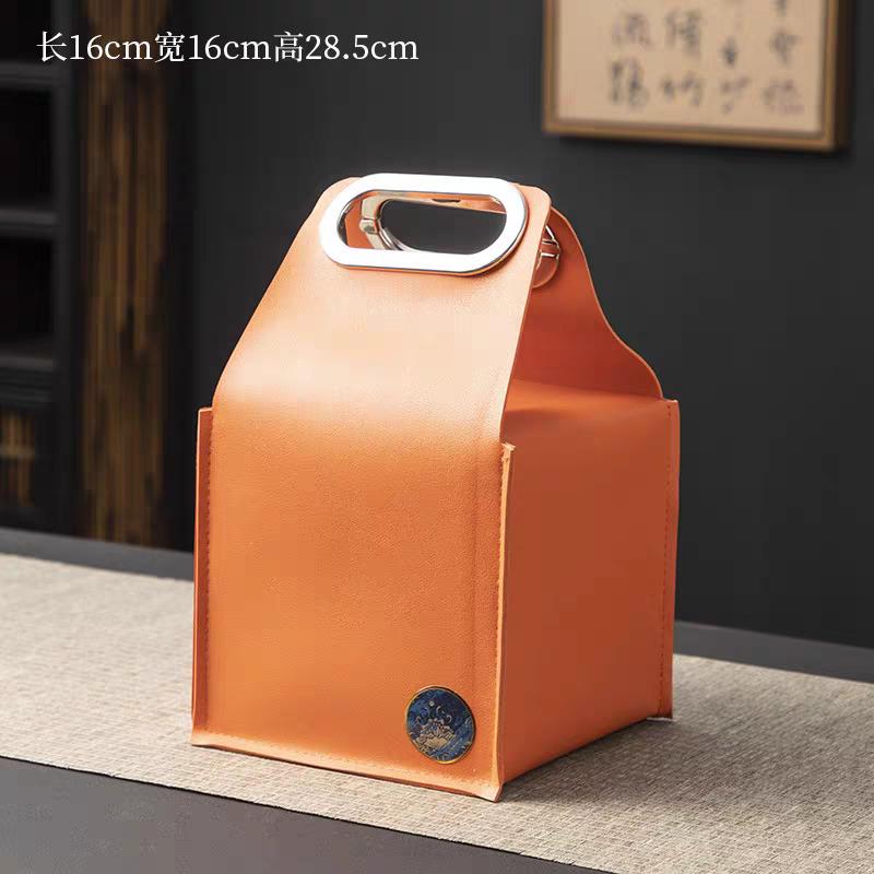 Solid Color Leather Tea Packa Empty Gift Box Longjing Black Teas Single Can Double Can Box Annual Meeting Gifts Earthquake-proof