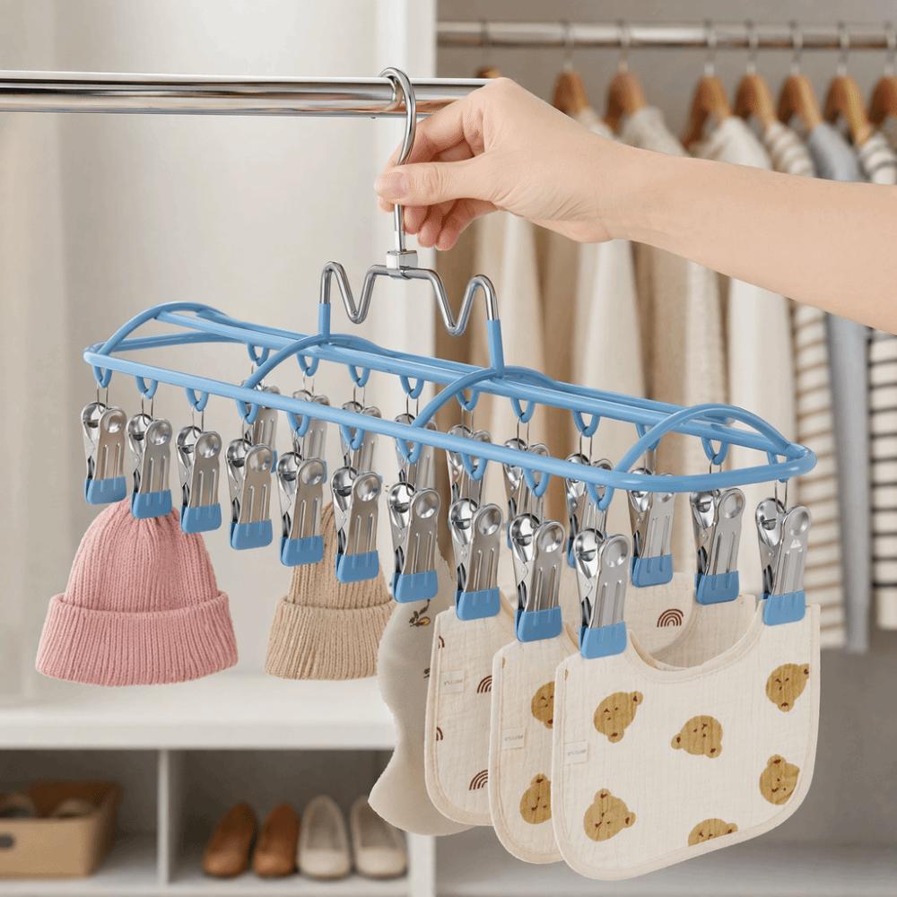 Stainless Steel Sock Drying Rack Windproof Clothes Hanger Portable Underwear Holder Outdoor Drying
